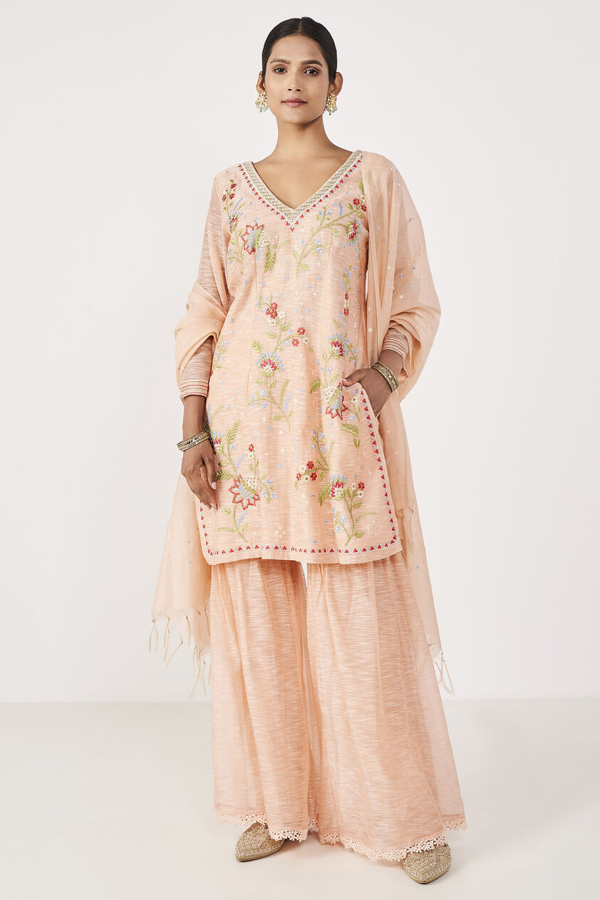 Nirup Gharara Set-Blush, Blush, image 1