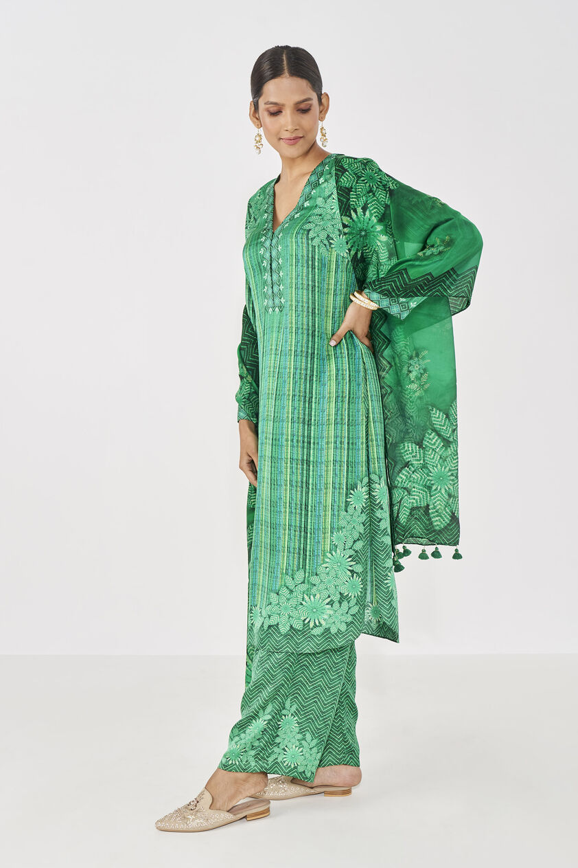 Mehr Kurta Set - Green, Green, image 2