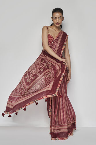 Arvika Saree - Wine, Wine, image 1
