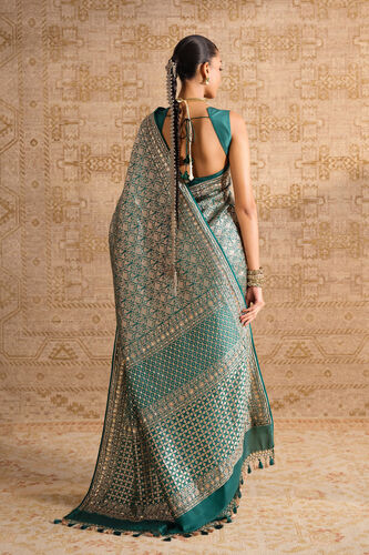 Anedya Handwoven Benarasi Silk Saree, Green, image 2