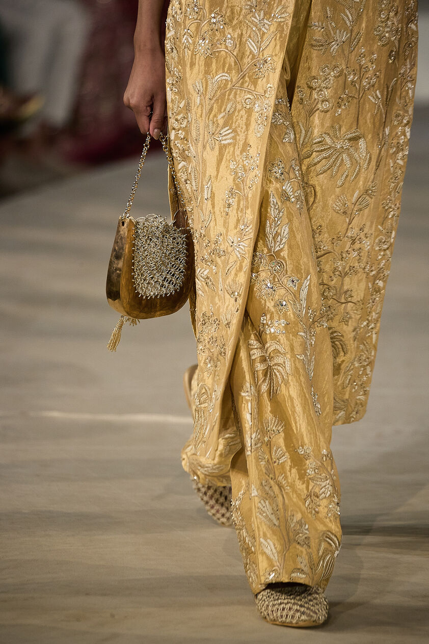 Summerfern Embroidered Applique Silk Co-ord - Gold, Gold, image 4