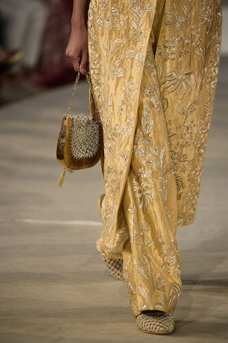 Summerfern Embroidered Applique Silk Co-ord - Gold, Gold, image 4