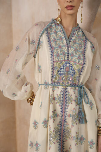 Stellara A-line Embroidered Mul Kaftan - Ivory, Ivory, image 6