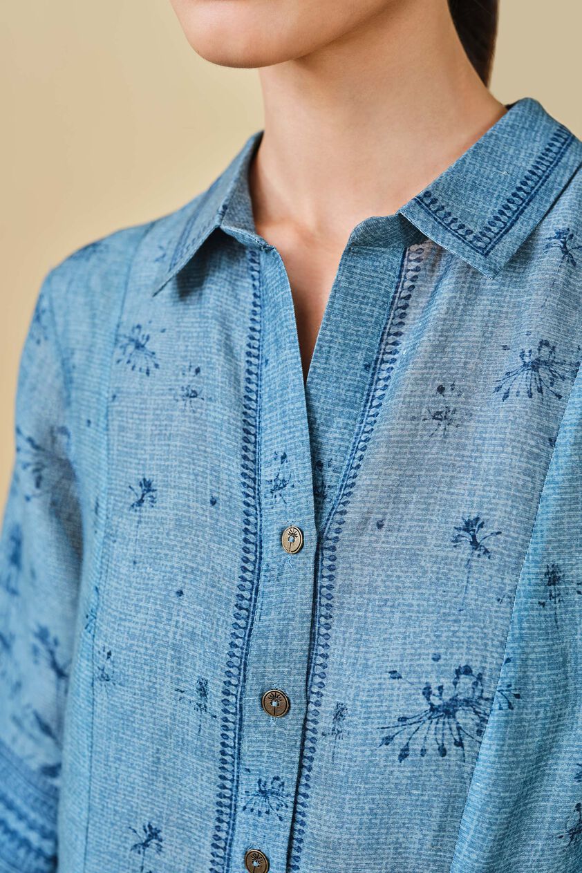 Pond Printed Linen Dress - Blue, Blue, image 10