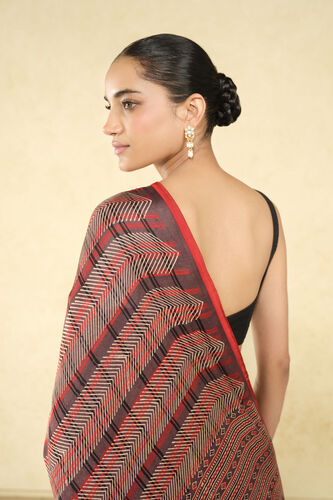 Baadiyah Ajrakh Hand-block Printed Saree - Brown, Brown, image 5