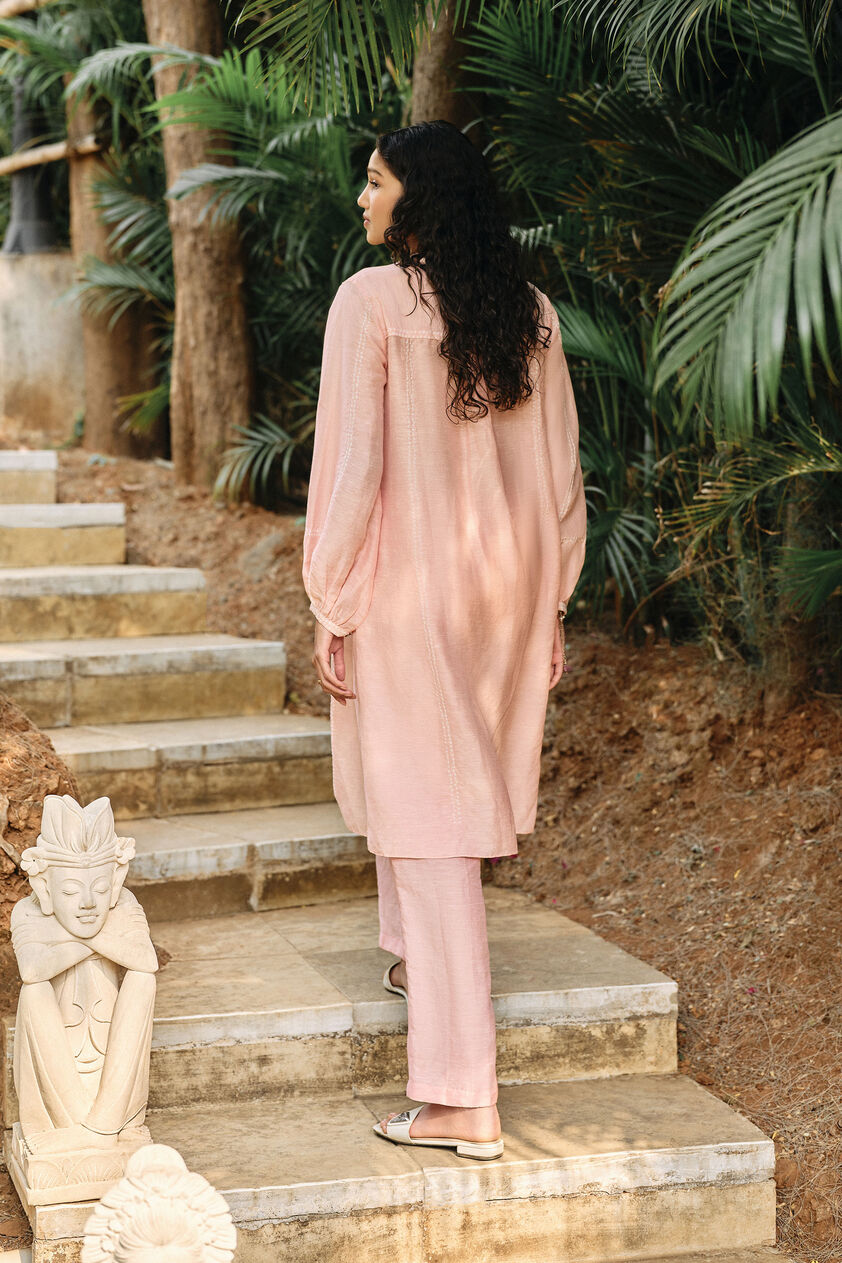 Panorama Handcrafted Bandhani Linen Coord - Blush, Blush, image 2