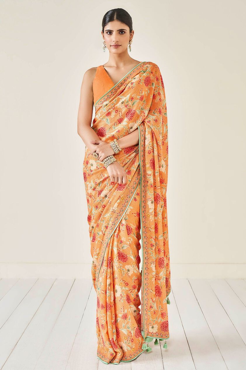 1 - Aashka Saree - Orange, image 1
