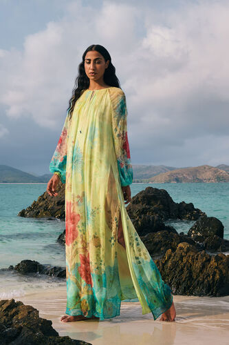Emmylou Chiffon Kaftan - Yellow, Yellow, image 1