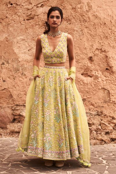 Yaruhi Crop Top  & Skirt Set - Lime