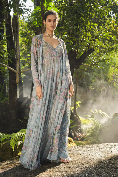 Blooming Meadows Jacket Set - Blue