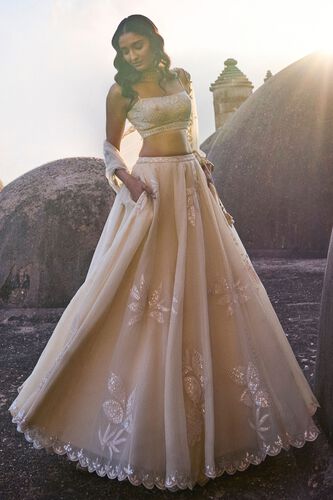 1 - Autumn Leaves Lehenga – Nude, image 1