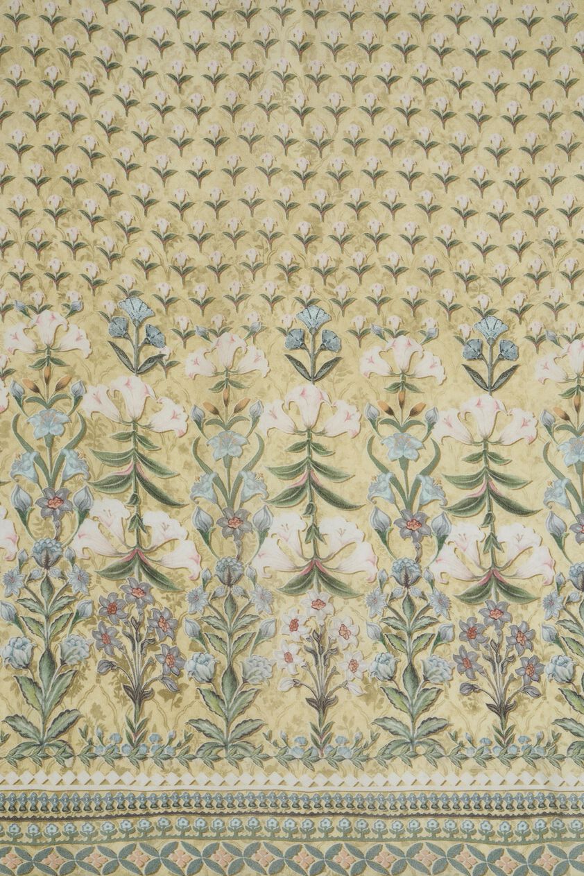 Azhaki Printed Stole - Yellow, Yellow, image 3