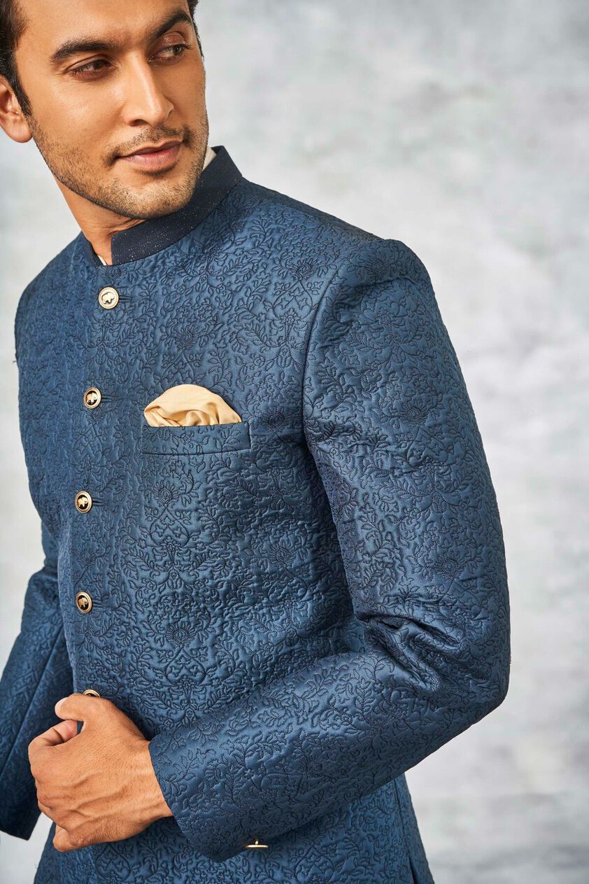 5 - Enayat Sherwani – Navy Blue, image 5
