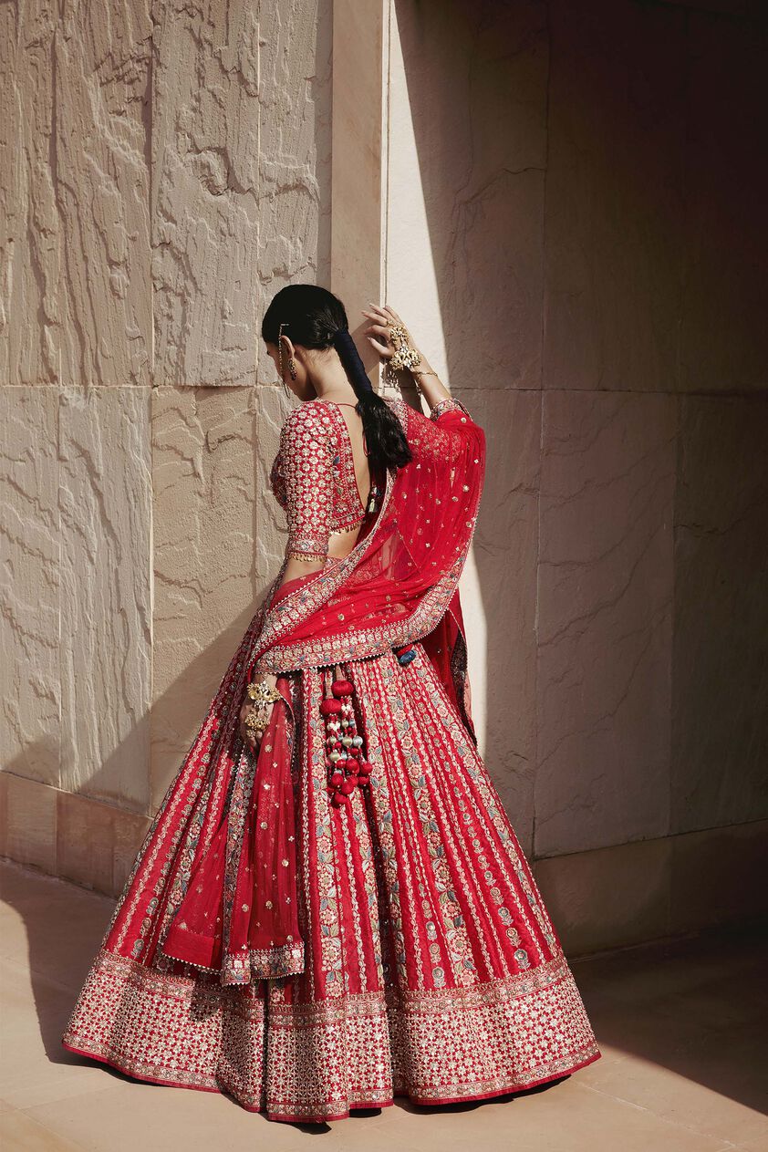 Adhira Gota Patti & Resham Silk Lehenga - Red, Red, image 2