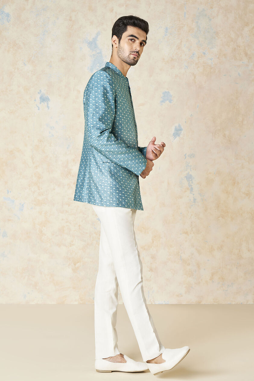 Asad Silk Bandhgala - Blue, Blue, image 2