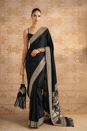 Samihana Handwoven Benarasi Silk Saree - Black, Black, image 2