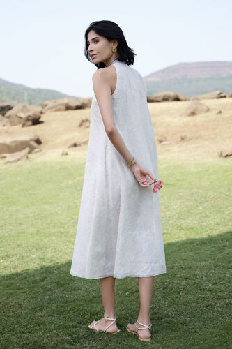 Aves Hand-block Printed Mul Dress - Blue, White, image 2