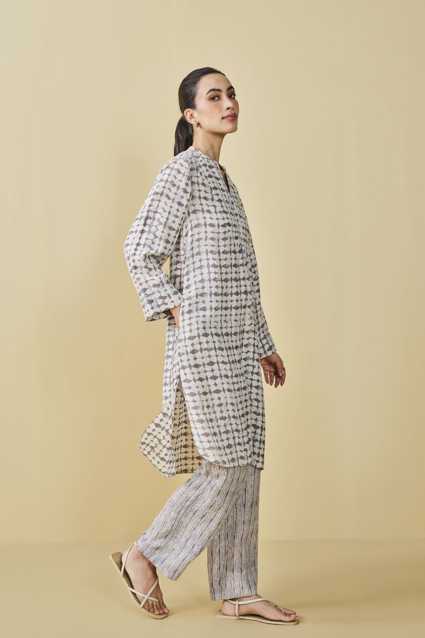 Uphill Hand-block Printed Linen Co-ord - Grey, Grey, image 3