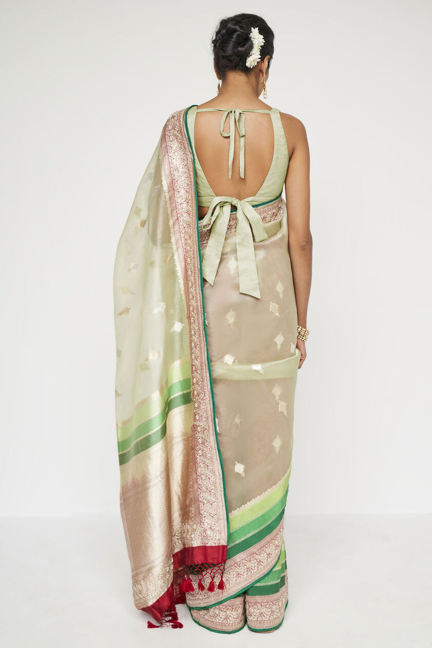 Gauhar Benarasi Saree - Sage, , image 4