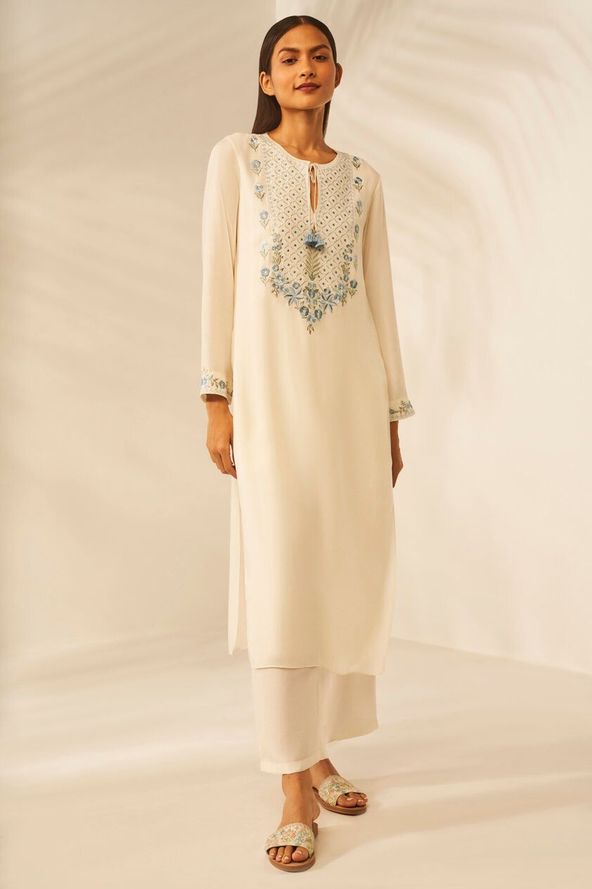 2 - Dhwani Long Kurta set - Cream , image 2