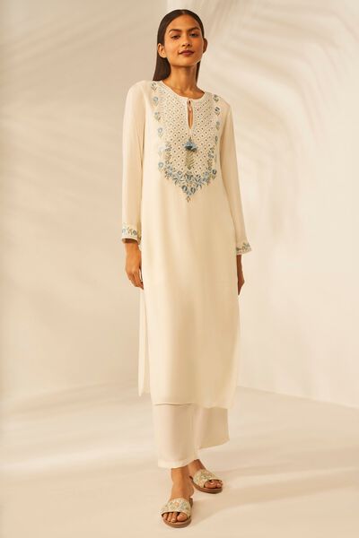 Dhwani Long Kurta set - Cream 