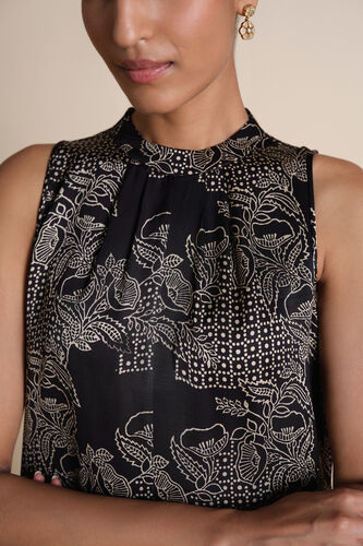 Akos Hand-block Printed Ajrakh Co-ord - Black, Black, image 6