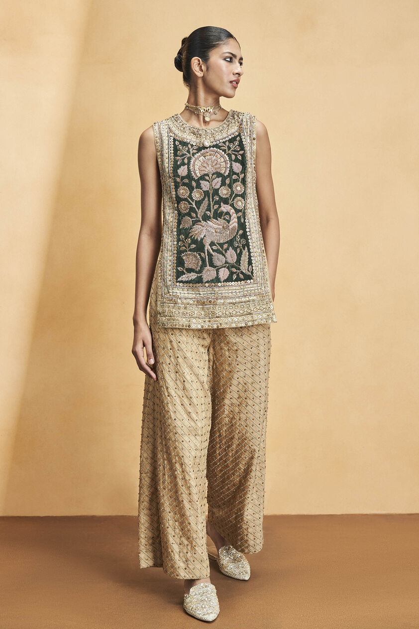 Heart Of The Forest Embroidered Zardozi Set - Gold, Gold, image 2