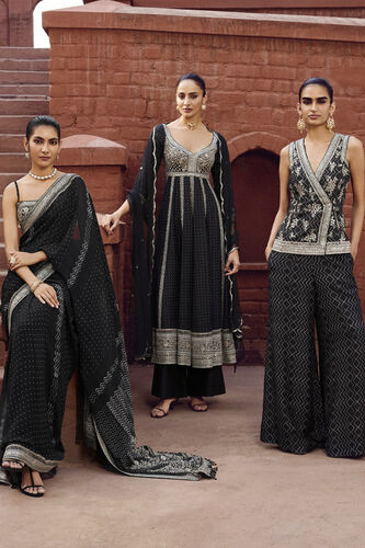 Zimad Embroidered Silk Pant Set - Black, Black, image 6