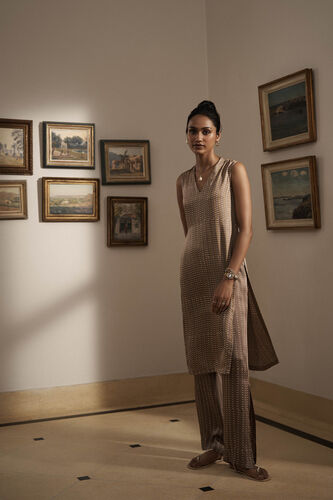 Laze Hand-block Printed Coord - Brown, Brown, image 3
