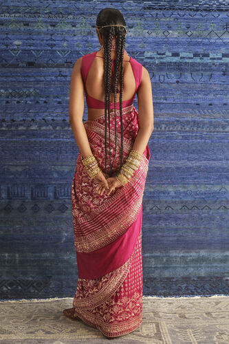 Suvrata Handwoven Benarasi Silk Saree, Ruby, image 2