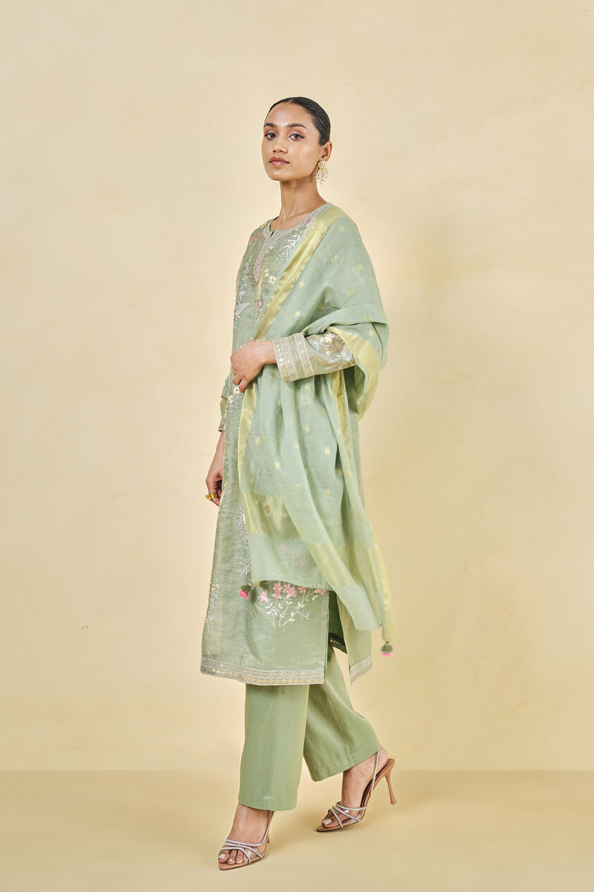 Nasrin Handwoven Maheshwari Suit Set - Sage, Sage, image 2