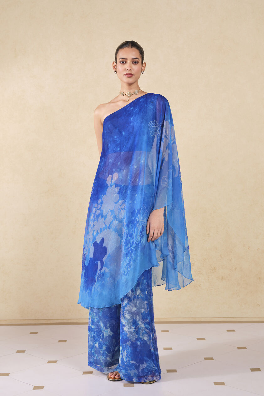 Fluisance Chiffon Palazzo Set - Blue, Blue, image 1