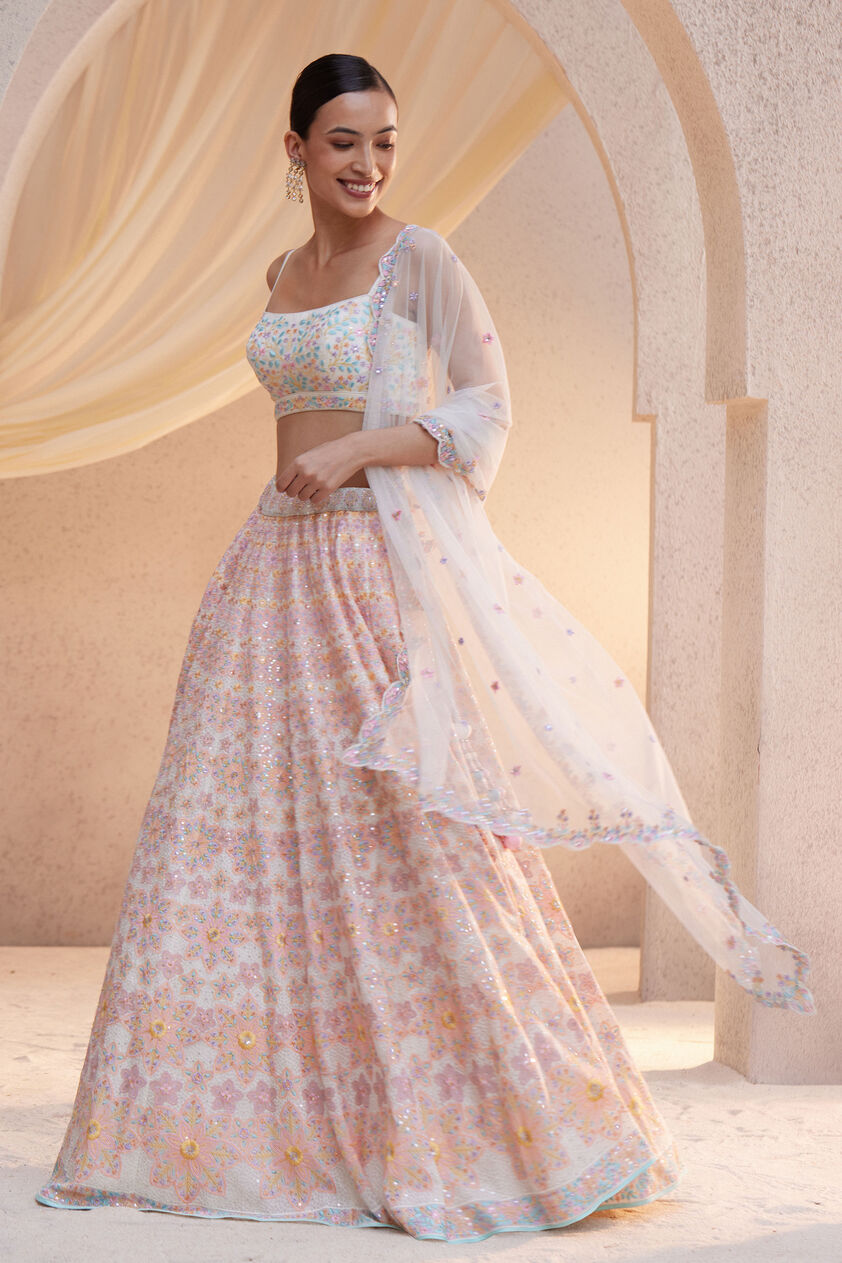 Thamarai Embroidered Lehenga Set - Natural, Natural, image 2