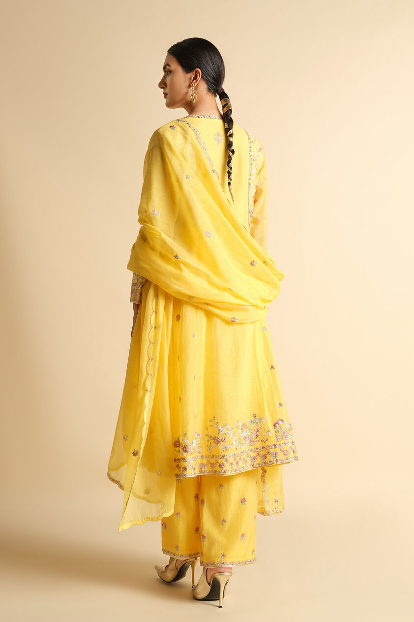 Zareen Embroidered Mul Suit Set - Yellow, Yellow, image 2