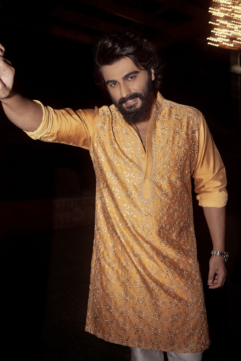 Udyan Silk Kurta - Mustard, , image 3