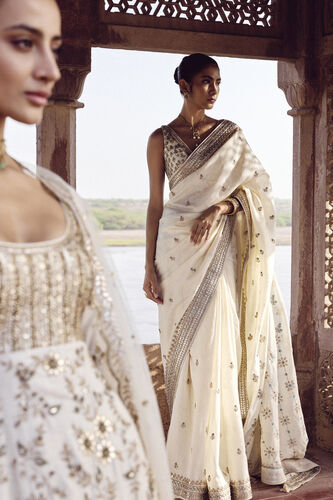 Danayita Gota Patti Silk Suit Set - Ivory, Ivory, image 9