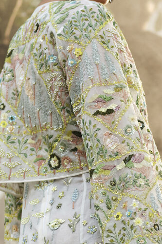 Faunus Embroidered Silk Jacket Set - Ivory, Ivory, image 6