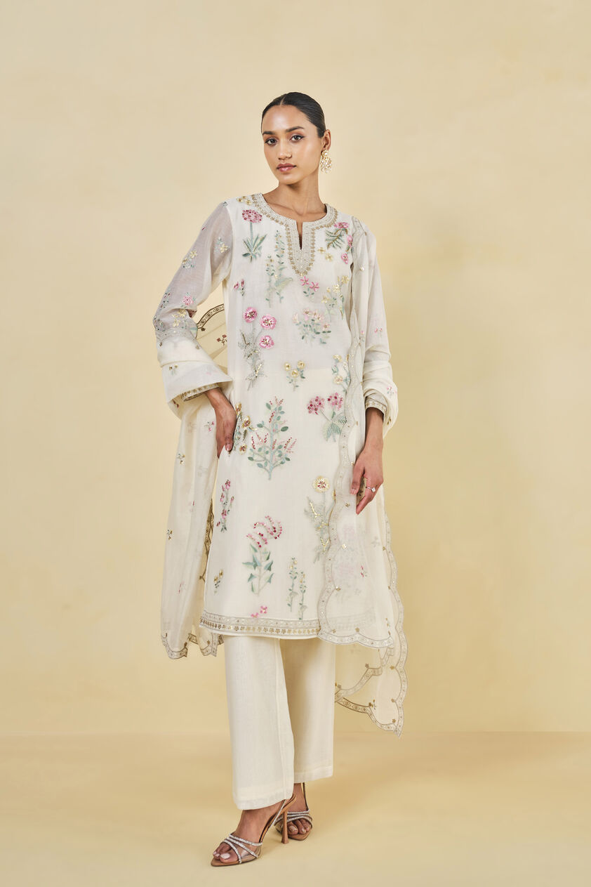 Melisma Embroidered Mul Suit Set - Natural, Natural, image 1