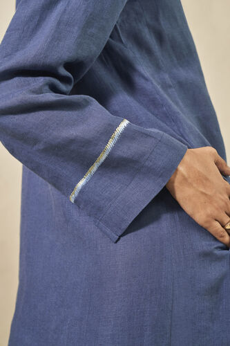Hyacinth Embroidered Linen Kaftan - Blue, Blue, image 5