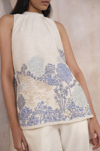 Floro Hand-embroidered Kantha Co-ord - White, White, image 5