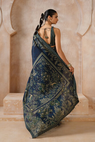 Anaiza Sequin Chiffon Saree, Blue, image 2