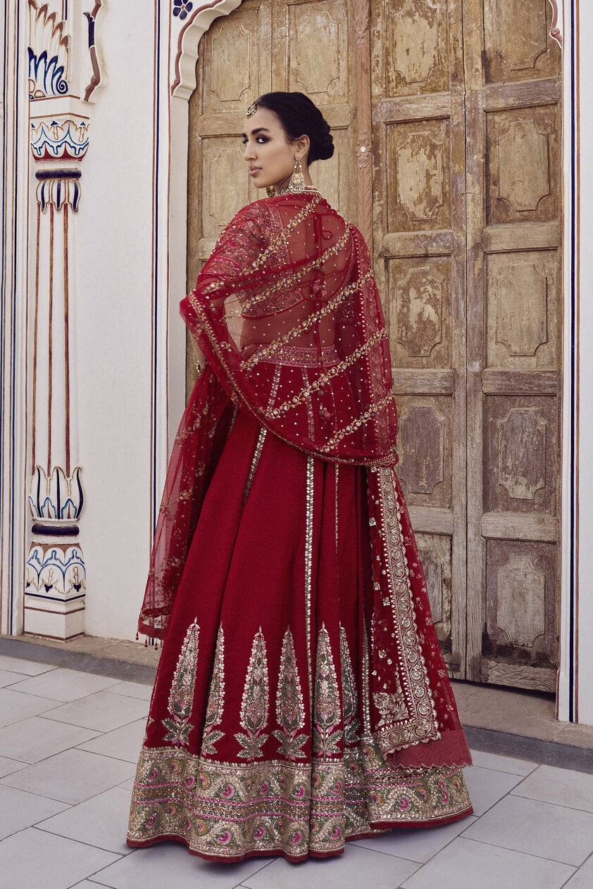 Mritsa Gota Patti Silk Lehenga Set - Red, Red, image 2
