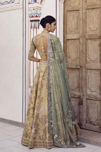 Ikshita Embroidered Silk Lehenga Set - Gold, Gold, image 2