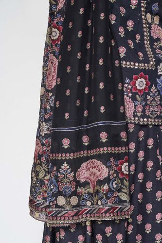 Amaya Embroidered Silk Suit Set - Black, Black, image 9