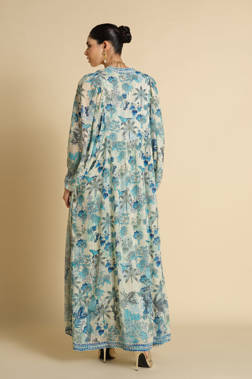 Siham Printed Kaftan - Powder Blue, Blue, image 2