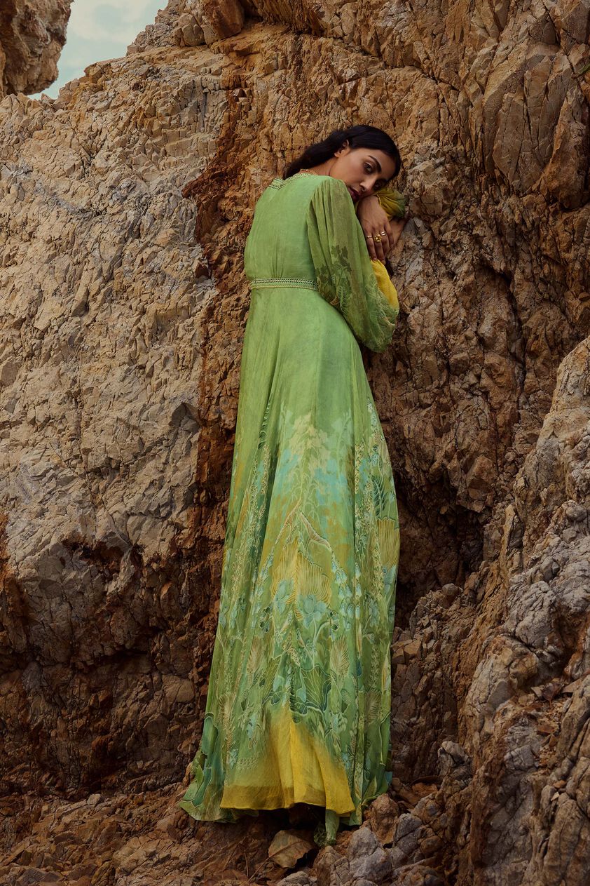 Ivresse Chiffon Gown - Lime, Lime, image 2