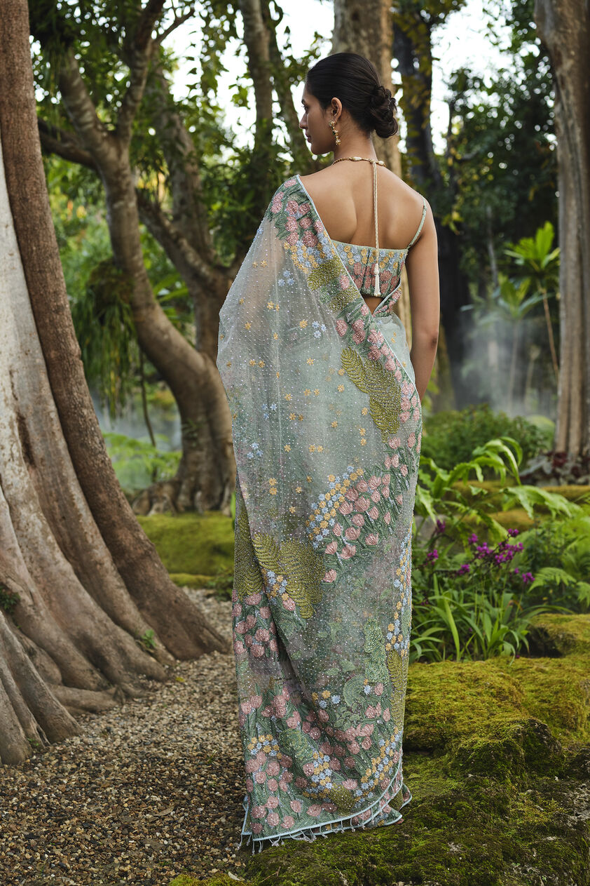 Lakeforest Embroidered Saree - Powder Blue, Multi Color, image 2