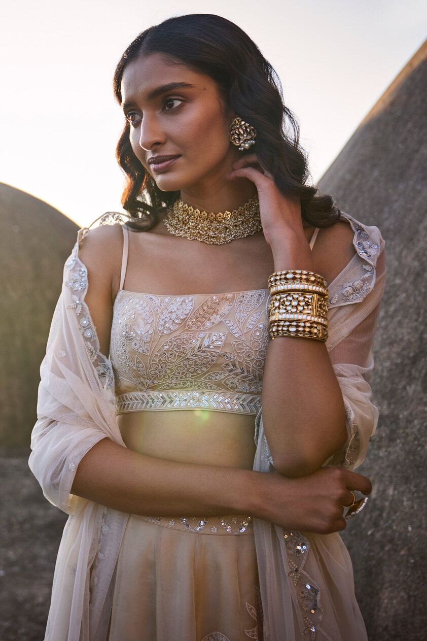 5 - Autumn Leaves Lehenga – Nude, image 5