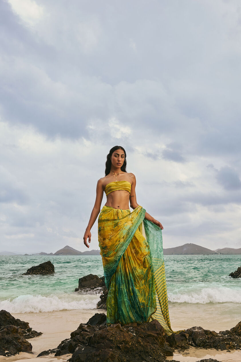 Ramone Chiffon Saree, Sage, image 8