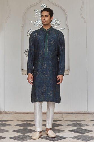 Almog Silk Kurta - Blue, Blue, image 1